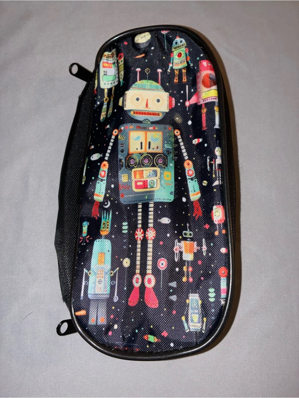 Kids Robot Print Black Pencil Case - Unbranded